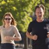 Exclusif - Geri Halliwell et son compagnon Christian Horner font du jogging près chez la chanteuse à Londres, le 31 juillet 2014.