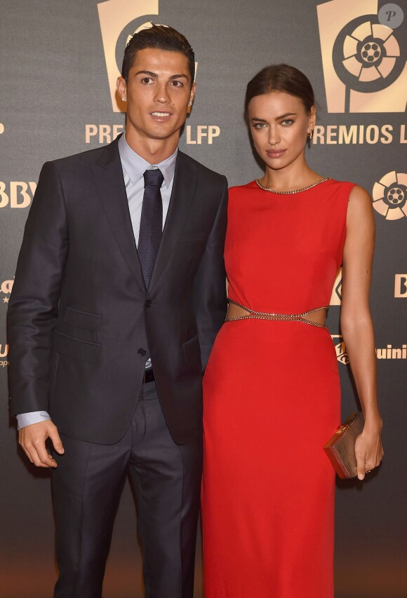 Cristiano Ronaldo et sa compagne Irina Shayk lors de la soirée de gala de la Liga à Madrid le 27 octobre 2014