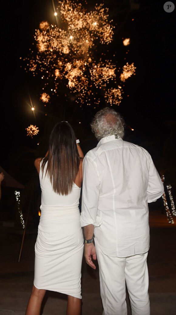 Flavio Briatore et Elisabetta Gregoraci lors du réveillon du nouvel an à Malindi au Kenya, le 31 décembre 2014