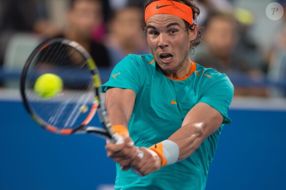 Rafael Nadal lors de sa défaite face à Andy Murray lors d'un tournoi d'exhibition à Abu Dhabi, le 2 janvier 2015
