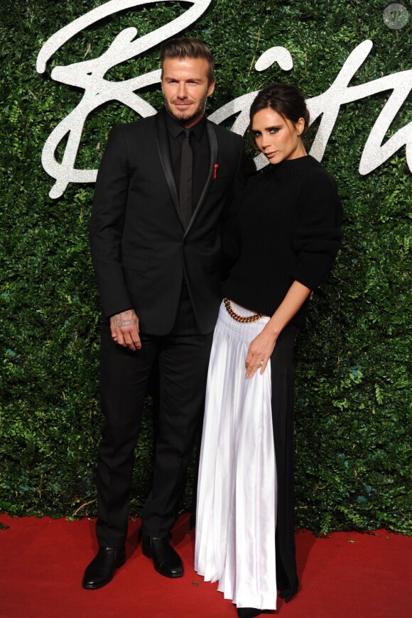 Victoria Beckham, David Beckham - Cérémonie "The British Fashion Awards" 2014 à Londres, le 1er décembre 2014.