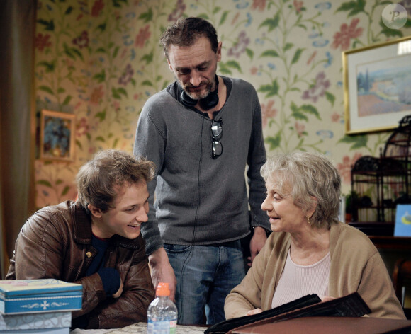 Annie Cordy, Mathieu Spinosi et Jean-Paul Rouve sur le tournage du film "Les souvenirs" en salles le 14 janvier 2015.
