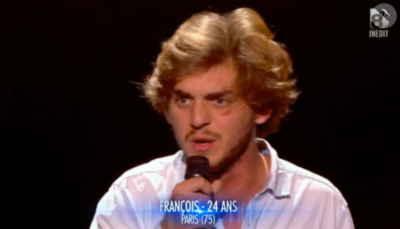 François dans Nouvelle Star 2015 lors de l'épreuve du théâtre. Episode diffusé sur D8 le jeudi 8 janvier 2015.