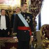 Le roi Felipe VI d'Espagne a observé une minute de silence le 8 janvier 2015 au palais royal, à Madrid, en hommage aux victimes de l'attentat contre Charlie Hebdo à Paris.