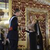 Le roi Felipe VI d'Espagne reçoit les lettres de créance des ambassadeurs, au palais royal, à Madrid, le 8 janvier 2015