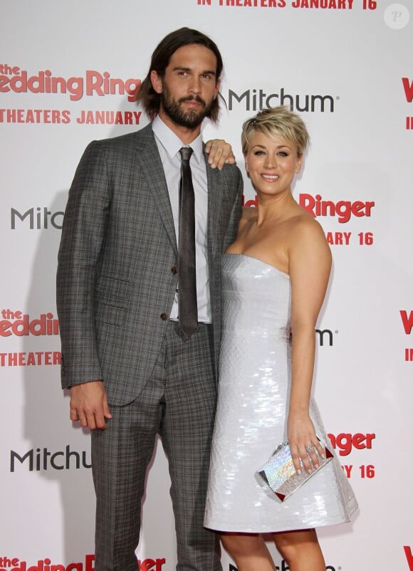 Kaley Cuoco et son mari Ryan Sweeting à l'avant-première du film "The Wedding ringer" à Hollywood, le 6 janvier 2015