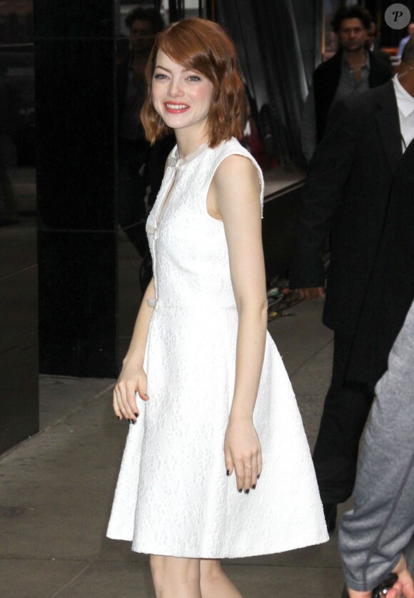 Emma Stone participe à l'émission "Good Morning America" aux ABC Studios à New York, le 15 octobre 2014. 