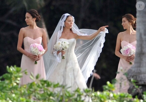 Exclusif - Le coureur automobile de Formule 1 anglais Jenson Button et Jessica Michibata se marient dans la stricte intimité à Maui à Hawaï, le 29 décembre 2014 entourés de leurs familles et de leurs amis.