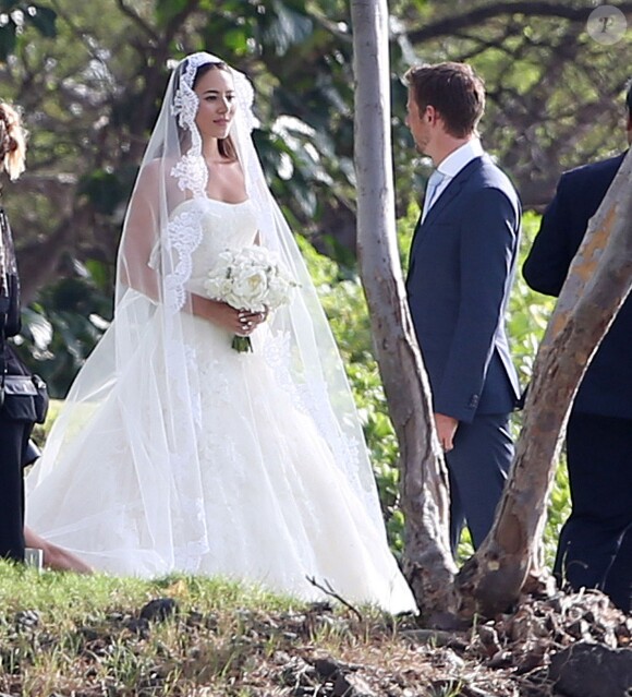 Exclusif - Le coureur automobile de Formule 1 anglais Jenson Button et Jessica Michibata se marient dans la stricte intimité à Maui à Hawaï, le 29 décembre 2014 entourés de leurs familles et de leurs amis.