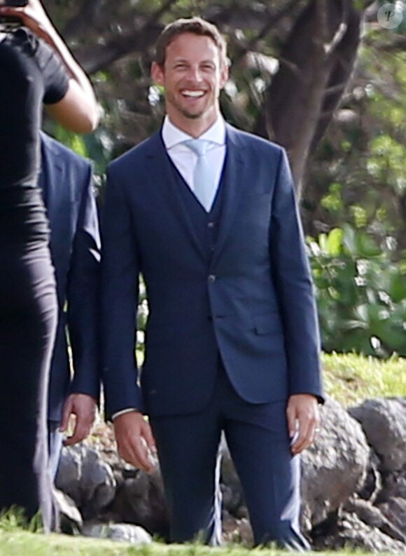 Exclusif - Le coureur automobile de Formule 1 anglais Jenson Button et Jessica Michibata se marient dans la stricte intimité à Maui à Hawaï, le 29 décembre 2014 entourés de leurs familles et de leurs amis.