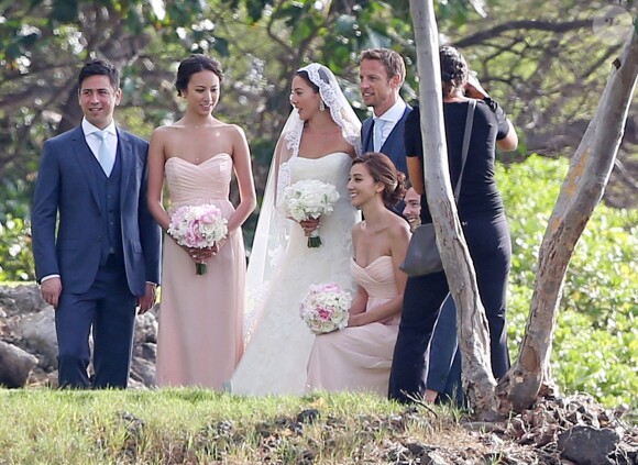 Exclusif - Le coureur automobile de Formule 1 anglais Jenson Button et Jessica Michibata se marient dans la stricte intimité à Maui à Hawaï, le 29 décembre 2014 entourés de leurs familles et de leurs amis.