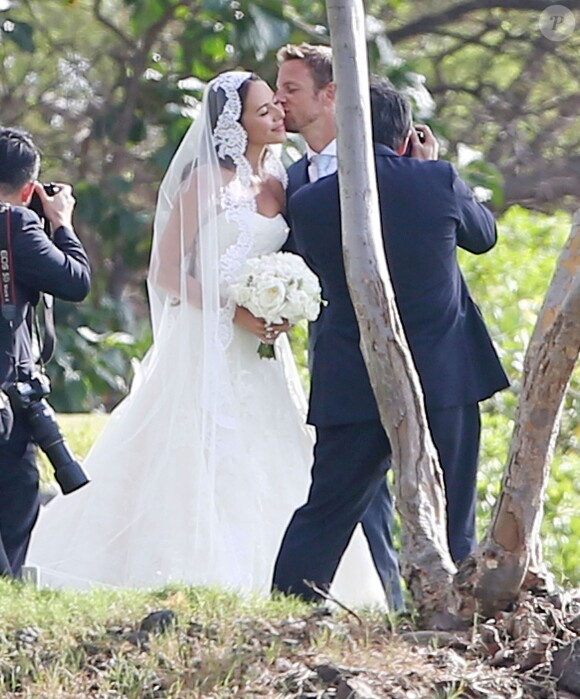 Exclusif - Le coureur automobile de Formule 1 anglais Jenson Button et Jessica Michibata se marient dans la stricte intimité à Maui à Hawaï, le 29 décembre 2014 entourés de leurs familles et de leurs amis.