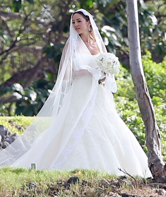Exclusif - Le coureur automobile de Formule 1 anglais Jenson Button et Jessica Michibata se marient dans la stricte intimité à Maui à Hawaï, le 29 décembre 2014 entourés de leurs familles et de leurs amis.