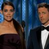 La cérémonie des Golden Globes 2015 : Katie Holmes qui est rare au cinéma arrive avec Seth Meyers