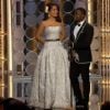 La cérémonie des Golden Globes 2015 : Selma Hayek et Kevin Hart