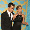 Justin Theroux et sa compagne Jennifer Aniston à la soirée organisée par HBO après les Golden Globe Awards à Los Angeles, le 11 janvier 2015.