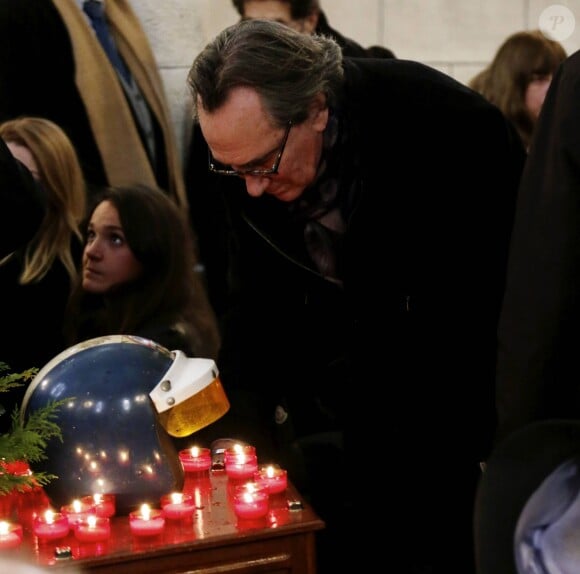 Philippe Lavil lors des obsèques de Jean-Pierre Beltoise à Saint-Vrain le 12 janvier 2015