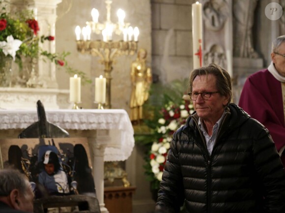 Le pilote Jean-Pierre Jabouille lors des obsèques de Jean-Pierre Beltoise à Saint-Vrain le 12 janvier 2015