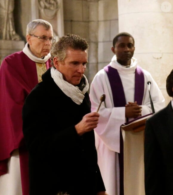 Denis Brogniart lors des obsèques de Jean-Pierre Beltoise à Saint-Vrain le 12 janvier 2015