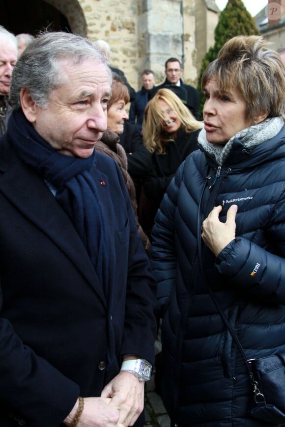 Jean Todt et Véronique Jannot lors des obsèques de Jean-Pierre Beltoise à Saint-Vrain le 12 janvier 2015