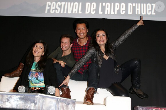Vanessa Guide, Mathieu Spinosi, Frédéric Chau, Isabelle Vitari - Soirée d'ouverture du 18e festival international du film de comédie de l'Alpe d'Huez, le 14 janvier 2015.