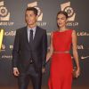 Cristiano Ronaldo et sa petite amie Irina Shayk (robe Love Republic) à la soirée de gala de la Liga de football à Madrid en Espagne le 27 octobre 2014.