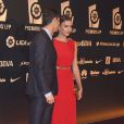 Cristiano Ronaldo et sa petite amie Irina Shayk (robe Love Republic) à la soirée de gala de la Liga de football à Madrid en Espagne le 27 octobre 2014.