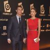Cristiano Ronaldo et sa petite amie Irina Shayk (robe Love Republic) à la soirée de gala de la Liga de football à Madrid en Espagne le 27 octobre 2014.