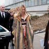 Kate Moss quitte le Parc André Citroën à l'issue du défilé homme Louis Vuitton. Paris, le 22 janvier 2015.