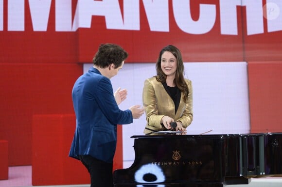 Bénabar et Marie Gillain - Enregistrement de l'émission "Vivement Dimanche" à Paris le 21 janvier 2015. L'émission sera diffusée le 25 janvier.