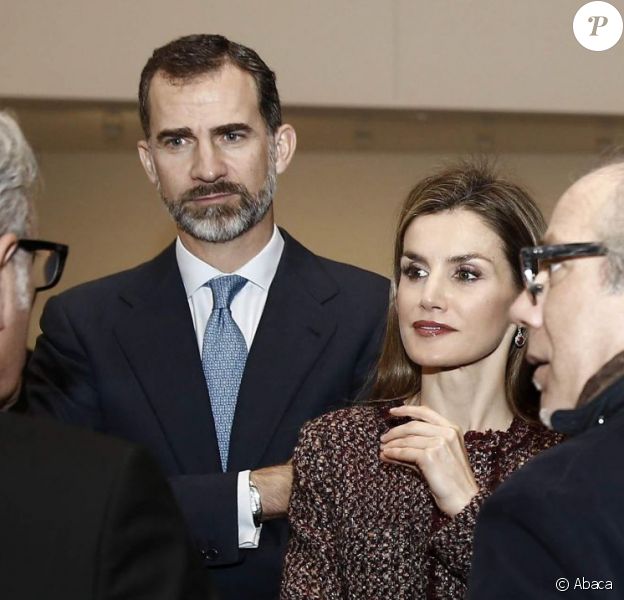 La reine Letizia et le roi Felipe VI d'Espagne inauguraient ensemble, le 22 janvier 2015, le Musée de l'Université de Navarre, à Pampelune.