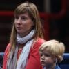 Carine Lauret (compagne de Gilles Simon) et leur fils Timothée - People au tournoi de tennis BNP Paribas Masters 2014 au Palais Omnisports de Paris-Bercy, le 28 octobre 2014.