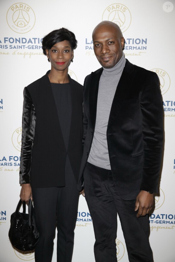 Exclusif - Harry Roselmack et sa femme Chrislaine - Soirée de gala de la Fondation Paris Saint-Germain qui fête ses 15 ans au Pavillon Gabriel à Paris le 27 janvier 2015.