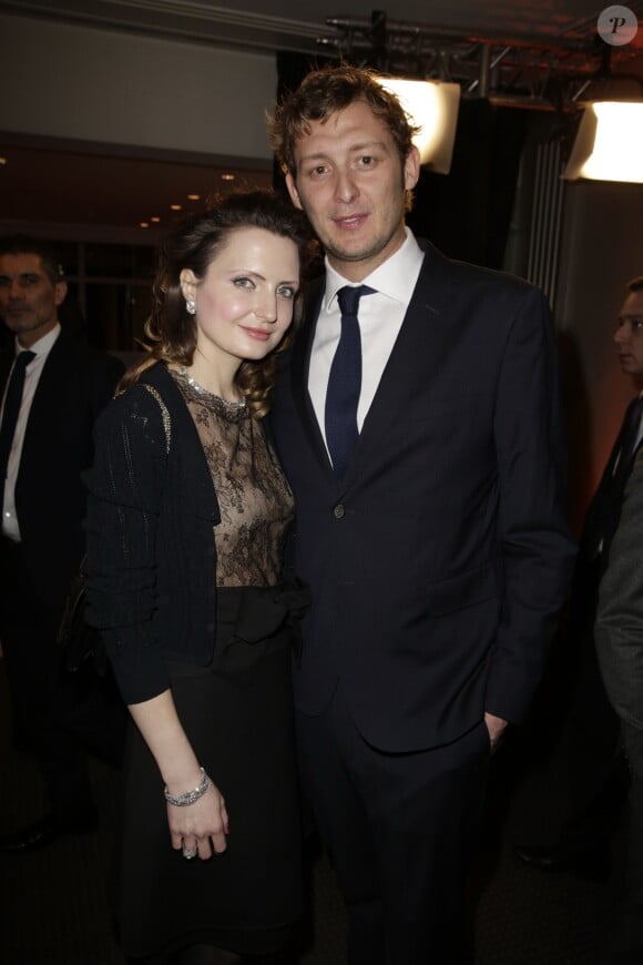 Exclusif - Amaury Leveaux et une amie - Soirée de gala de la Fondation Paris Saint-Germain qui fête ses 15 ans au Pavillon Gabriel à Paris le 27 janvier 2015.