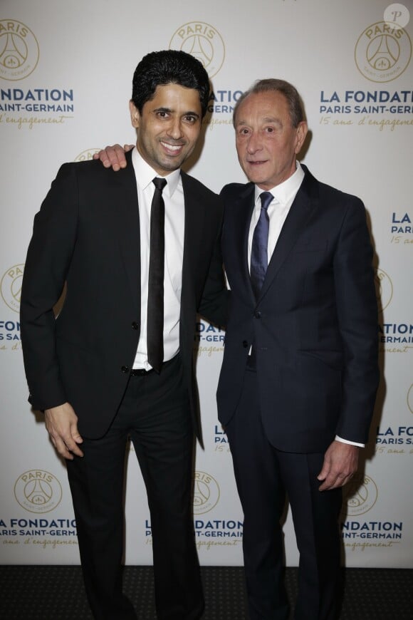 Exclusif - Nasser Al-Khelaïfi et Bertrand Delanoë - Soirée de gala de la Fondation Paris Saint-Germain qui fête ses 15 ans au Pavillon Gabriel à Paris le 27 janvier 2015.