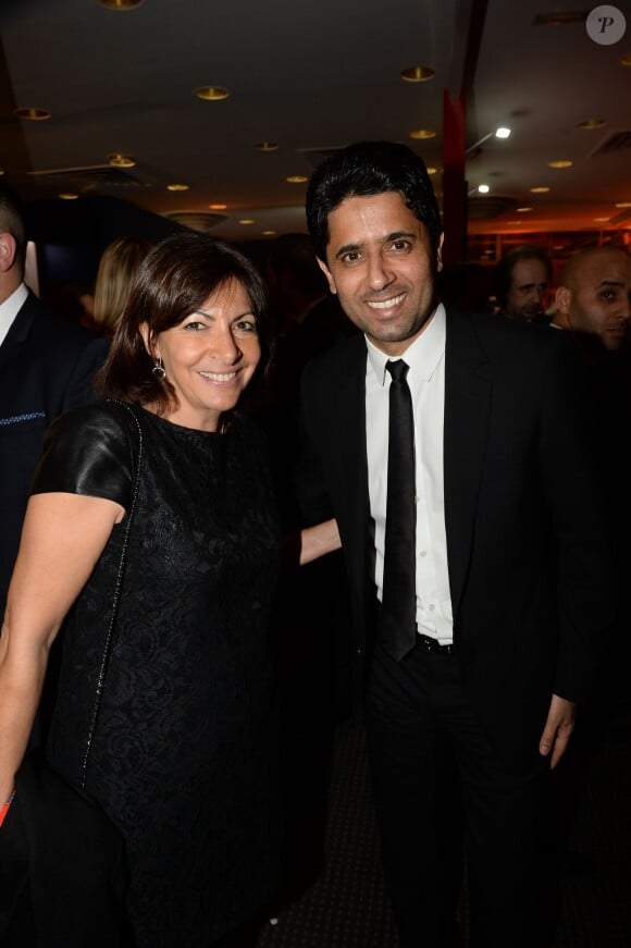 Exclusif - Anne Hidalgo et Nasser Al-Khelaïfi - Soirée de gala de la Fondation Paris Saint-Germain qui fête ses 15 ans au Pavillon Gabriel à Paris le 27 janvier 2015.