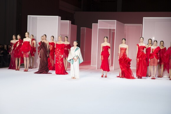 Défilé Lan Yu haute couture printemps-été 2015 au Grand Palais. Paris, le 28 janvier 2015.