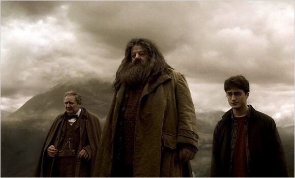 Robbie Coltrane (au centre) dans Harry Potter et le Prince de sang mêlé