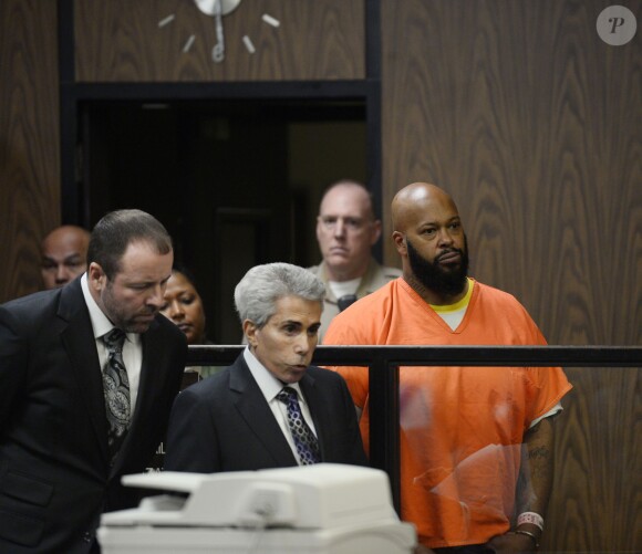Suge Knight, inculpé pour meurtre et délit de fuite, a plaidé non coupable lors d'une comparution au tribunal de Compton. Le 3 février 2015.