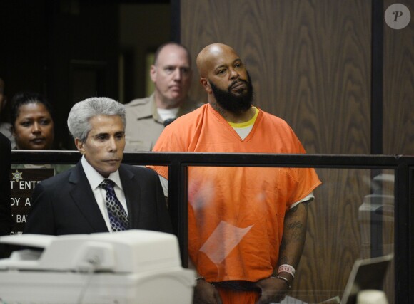 L'ex-producteur de rap Suge Knight, inculpé pour meurtre et délit de fuite, comparaît au tribunal de Compton. Le 3 février 2015.