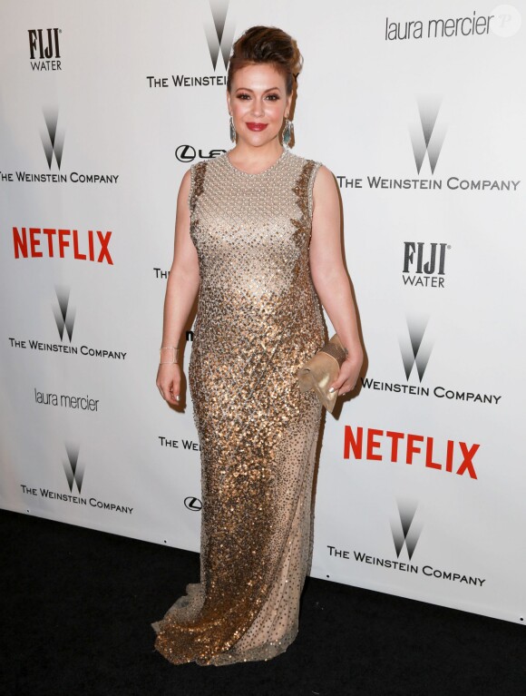 Alyssa Milano à l'after-party des Golden Globe Awards 2015 organisée par Netflix et The Weinstein Company à Beverly Hills, le 11 janvier 2015. s