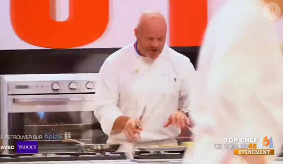 Le chef Philippe Etchebest s'est confronté aux candidats de Top Chef 2015 sur M6. Emission du 2 février.