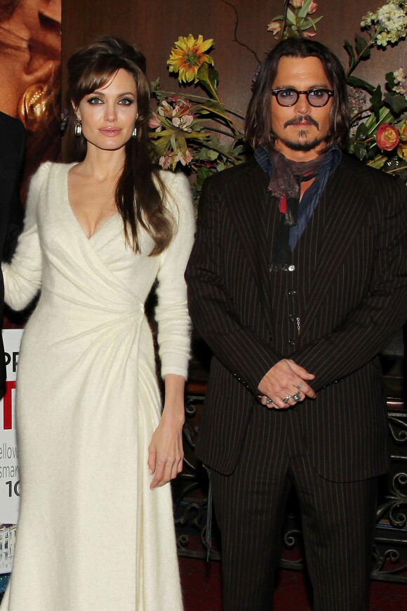 Angelina Jolie et Johnny Depp lors de l'avant-première du film The Tourist à New York en 2010