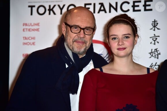 Le réalisateur Stefan Liberski et Pauline Etienne enceinte - Première du film 'Tokyo Fiancée' au cinéma UGC Les Halles à Paris le 9 février 2015.