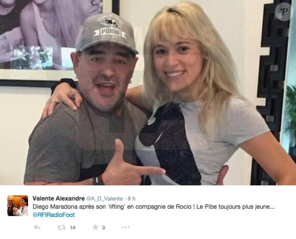 Diego Maradona avec sa belle Rocio Oliva après son lifting - février 2015