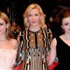 Lily James, Cate Blanchett et Helena Bonham Carter lors de la première de Cendrillon à la Berlinale, le 13 février 2015.