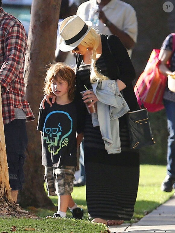 Christina Aguilera se rend à un pique-nique organisé par l'école de son fils Max à Santa Monica, le 2 septembre 2014. 