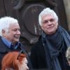 Pat Le Guen (réalisateur du "Club Dorothée") et Rémy Sarrazin, membre du groupe "Les Musclés" lors des obsèques de Claude Chamboisier alias Framboisier, membre du groupe "Les Musclés" en l'église de Robion, le 13 janvier 2015.