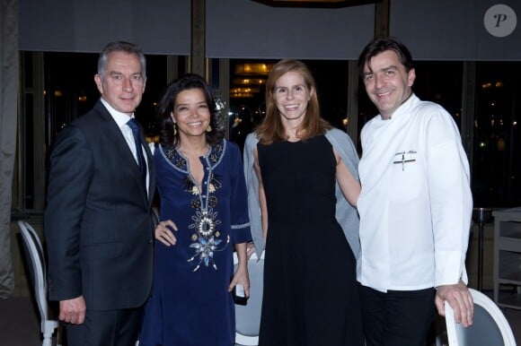 Exclusif - Jean-Claude Messant (Directeur Général du Royal Mansour Marrakech), Sophie Douzal, Florence Cane et Yannick Alléno lors du Dîner Royal Mansour Marrakech organisé par Jean-Claude Messant (Directeur Général du Royal Mansour Marrakech) au restaurant Alléno Paris sur les Champs Elysées, Pavillon Ledoyen autour de la truffe du Maroc le 11 février 2015