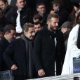  Nicolas Sarkozy, David Beckham lors du match de ligue de champions entre le PSG et Chelsea, au Parc des Princes &agrave; Paris le 17 f&eacute;vrier 2015 
